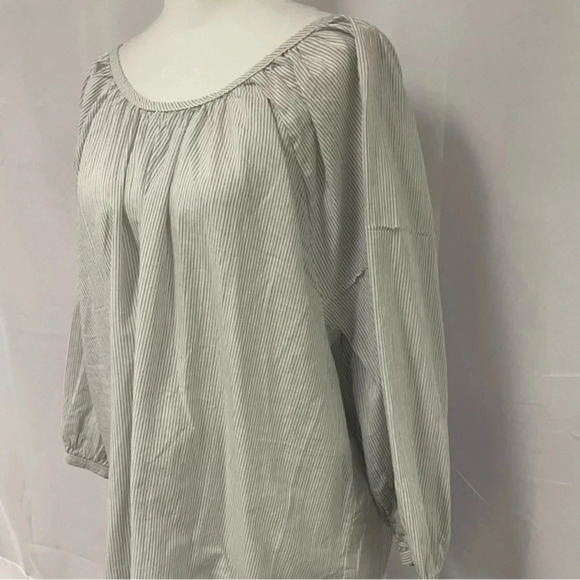 Everlane The Ruched Air Blouse Cotton Striped 12 Large - Picture 6 of 13